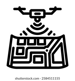 airspace map unmanned aerial vehicle line icon vector. airspace map unmanned aerial vehicle sign. isolated contour symbol black illustration