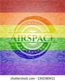 Airspace on mosaic background with the colors of the LGBT flag