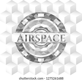 Airspace realistic grey emblem with cube white background