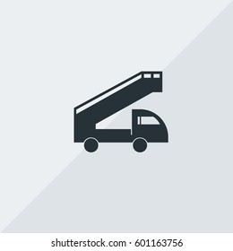 Airstairs Vector Icon, The symbol of car with airstairs for airplane. Simple, modern flat vector illustration for mobile app, website or desktop app   