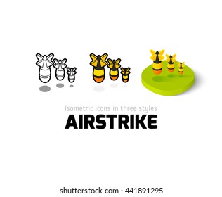 Airstrike icon, vector symbol in flat, outline and isometric style