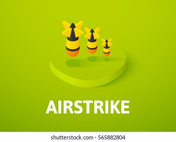 Airstrike icon, vector symbol in flat isometric style isolated on color background