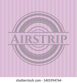 Airstrip realistic pink emblem. Vector Illustration. Detailed.