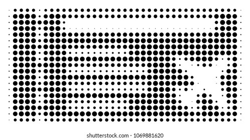 Airticket halftone vector icon. Illustration style is dotted iconic Airticket icon symbol on a white background. Halftone pattern is round dots.