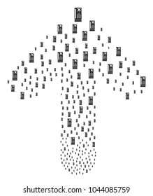 Airticket pattern constructed in the collection of up directional arrow. Up oriented arrow collage created from airticket pictographs.
