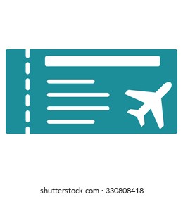 Airticket vector icon. Style is flat soft blue symbol, rounded angles, white background.