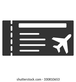 Airticket vector icon. Style is flat gray symbol, rounded angles, white background.