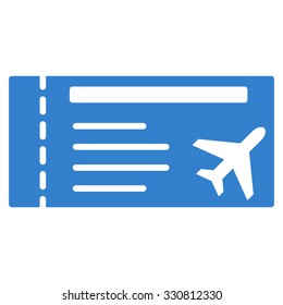 Airticket vector icon. Style is flat cobalt symbol, rounded angles, white background.