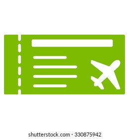 Airticket vector icon. Style is flat eco green symbol, rounded angles, white background.