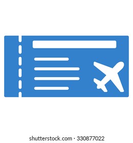 Airticket vector icon. Style is flat cobalt symbol, rounded angles, white background.
