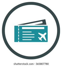 Airtickets vector icon. Style is bicolor flat circled symbol, soft blue colors, rounded angles, white background.