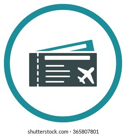 Airtickets vector icon. Style is bicolor flat circled symbol, soft blue colors, rounded angles, white background.