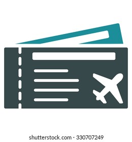 Airtickets vector icon. Style is flat bicolor soft blue symbol, rounded angles, white background.