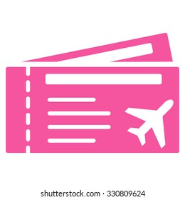 Airtickets vector icon. Style is flat pink symbol, rounded angles, white background.