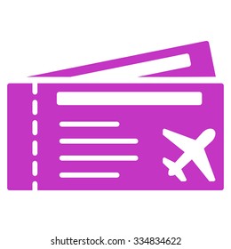 Airtickets vector icon. Style is flat violet symbol, rounded angles, white background.