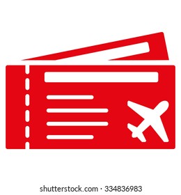 Airtickets vector icon. Style is flat red symbol, rounded angles, white background.