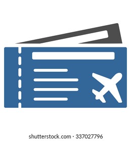 Air-tickets vector icon. Style is flat bicolor cobalt and gray symbol, rounded angles, white background.