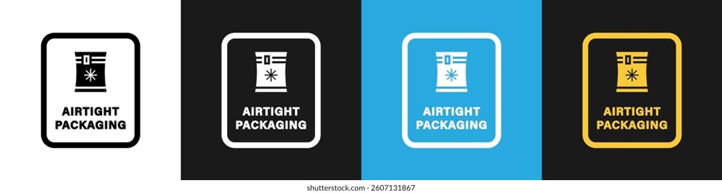 Airtight Packaging - vector label isolated on color background.