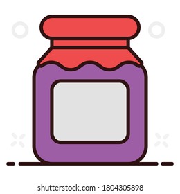 An airtight plastic jar filled with honey, vector design of honey jar 