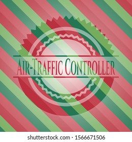 Air-Traffic Controller christmas badge background. Vector Illustration. Detailed.