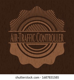 Air-Traffic Controller wood emblem. Retro. Vector Illustration.