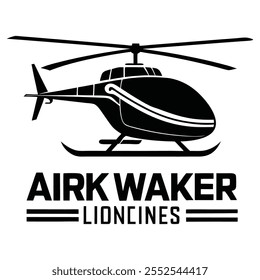 AirWake: Logo de helicóptero de líneas de arte negro
