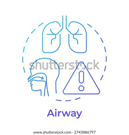 Airway blue gradient concept icon. Respiratory issues, lung problems. Breathing difficulty. Round shape line illustration. Abstract idea. Graphic design. Easy to use in presentation, booklet