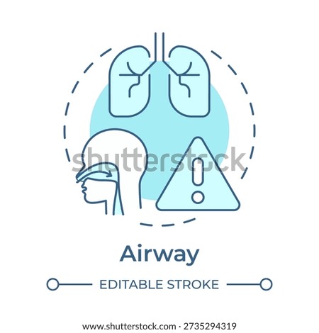 Airway soft blue concept icon. Respiratory issues, lung problems. Breathing difficulty. Round shape line illustration. Abstract idea. Graphic design. Easy to use in presentation, booklet