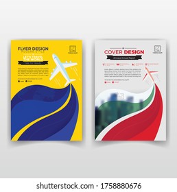 Airways Airport guide brochure template. Airline company, commercial flights flyer, booklet, leaflet print, cover design with Vector layouts for magazines, annual reports, advertising