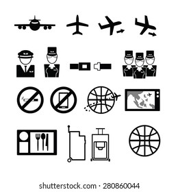 Airways service icons set flat
