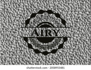 Emblema negro airoso con fondo de burbujas. Ilustración vectorial. Detallado. 