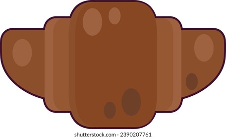 Airy chocolate croissant with sweet filling. Delicious sweet food of children holiday and coffee and tea party. Simple colored stroked vector icon isolated on white background