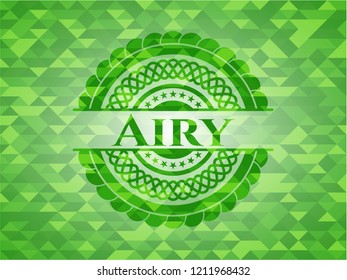 Airy green emblem with mosaic background