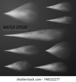 Airy Water Spray Mist Effect White Smoke Dust Vector Illustration On Dark Transparent Background