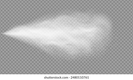 Airy water spray. Mist. Sprayer fog isolated on black transparent background. Airy spray and water hazy mist clean illustration. Vector illustration for your design, advertising, brochures and rest.