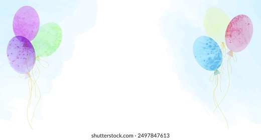 Airy watercolor balloons Vector birthday greeting card and other holidays Colorful gentle illustration for print and web sites