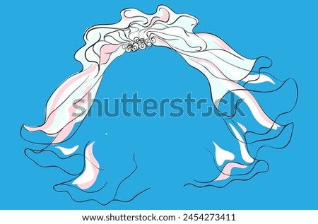airy wedding veil vector illustration