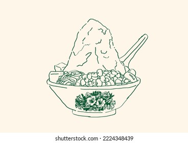 Ais Kacang (Hielo Bean) Dibujo De Mano