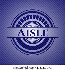 Aisle badge with jean texture. Vector Illustration. Detailed.