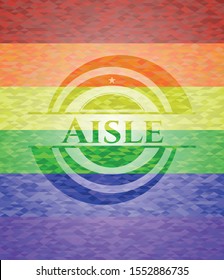 Aisle emblem on mosaic background with the colors of the LGBT flag