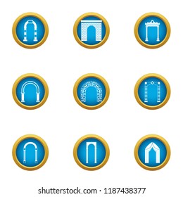 Aisle icons set. Flat set of 9 aisle vector icons for web isolated on white background