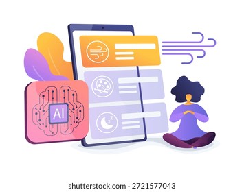 AI-Smart Resilience Building Exercise Recommendations abstraktes Konzept, Vektorgrafik. Psychische Gesundheit und Wohlbefinden. Einblicke in KI-gestützte Belastbarkeitsübungen. abstrakte Metapher.