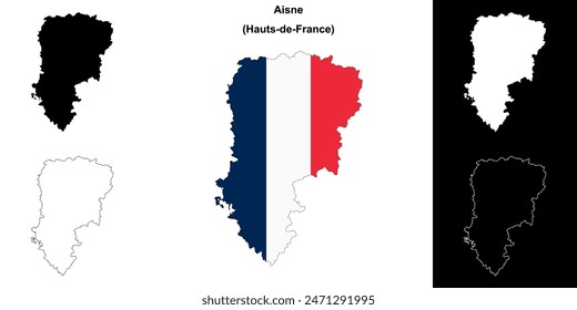 Aisne department outline map set