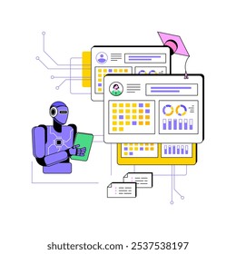 AI-Streamline tarefas administrativas conceito abstrato vetor ilustração. Educação. Automatize a inscrição, o agendamento e o controle de participação dos alunos. Tecnologia AI. metáfora abstrata.