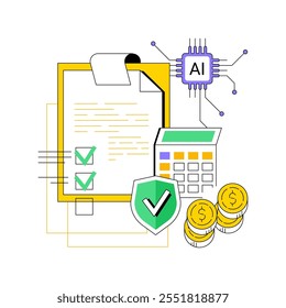 AI-Streamliner Claims Processing conceito abstrato ilustração vetorial. Seguros. Automatização do tratamento de reclamações, avaliação de danos e pagamentos de processos com a AI Technology. metáfora abstrata.