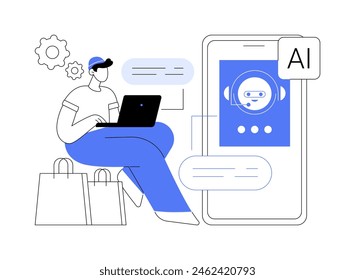 AI-Streamlined Customer Support abstract concept vector illustration. E-commerce. Respond to customer inquiries through AI chatbots and virtual assistants. AI Technology. abstract metaphor.