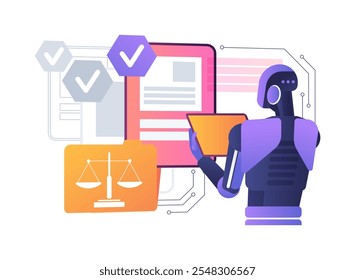 AI-Streamline Due Diligence conceito abstrato vetor ilustração. Serviços jurídicos. Automatize as tarefas de devida diligência, verificações de antecedentes e avaliações de riscos com a tecnologia de IA.