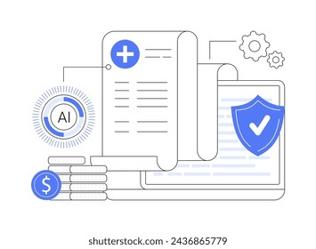 AI-Streamlined Medical Billing and Coding abstract concept vector illustration. Healthcare. Medical billing automation. Reimbursement of medical costs. AI Technology. abstract metaphor.