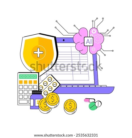 AI-Streamlined Medical Billing and Coding abstract concept vector illustration. Healthcare. Medical billing automation. Reimbursement of medical costs. AI Technology. abstract metaphor.