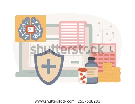 AI-Streamlined Medical Billing and Coding abstract concept vector illustration. Healthcare. Medical billing automation. Reimbursement of medical costs. AI Technology. abstract metaphor.